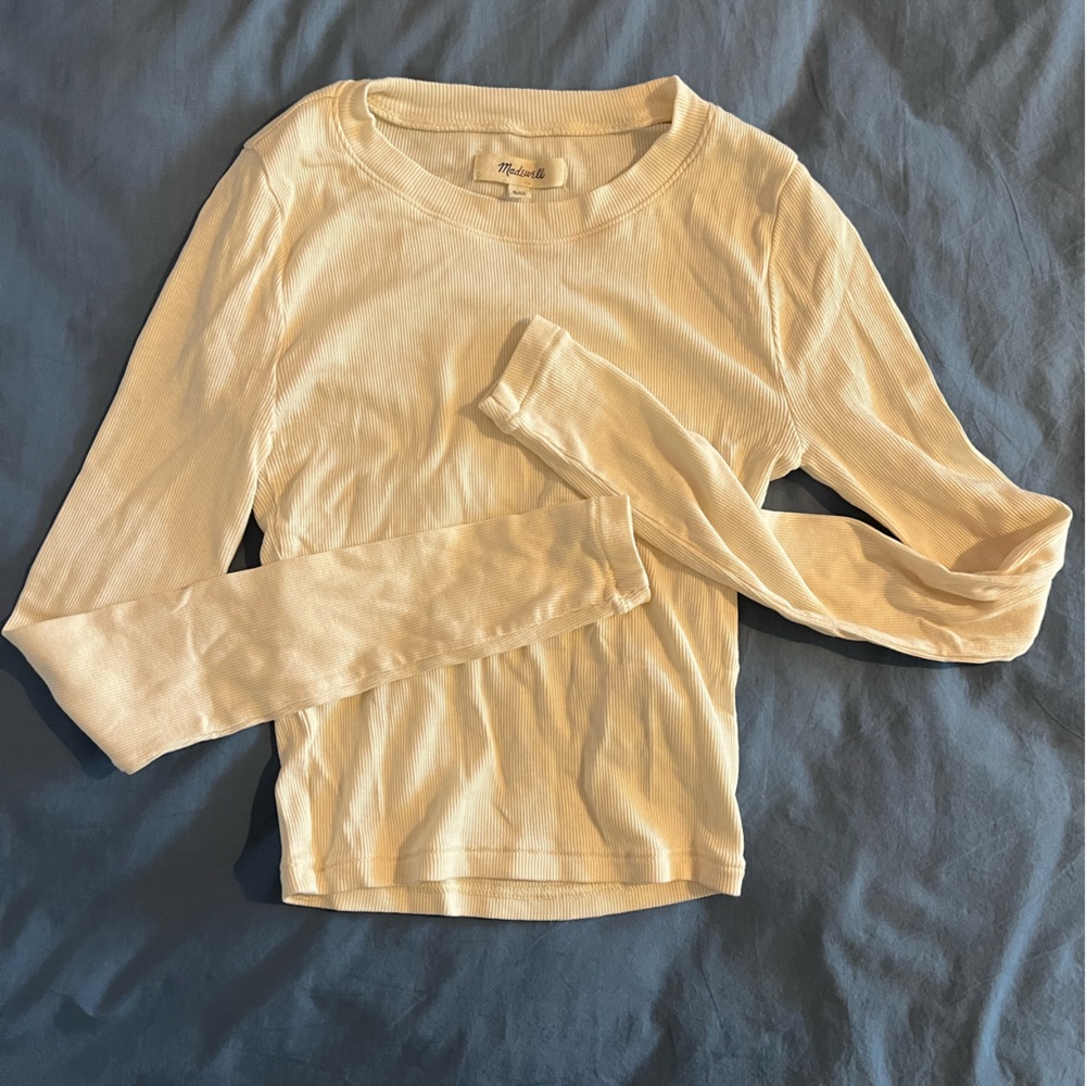 Madewell Off-White Ribbed Knit Top